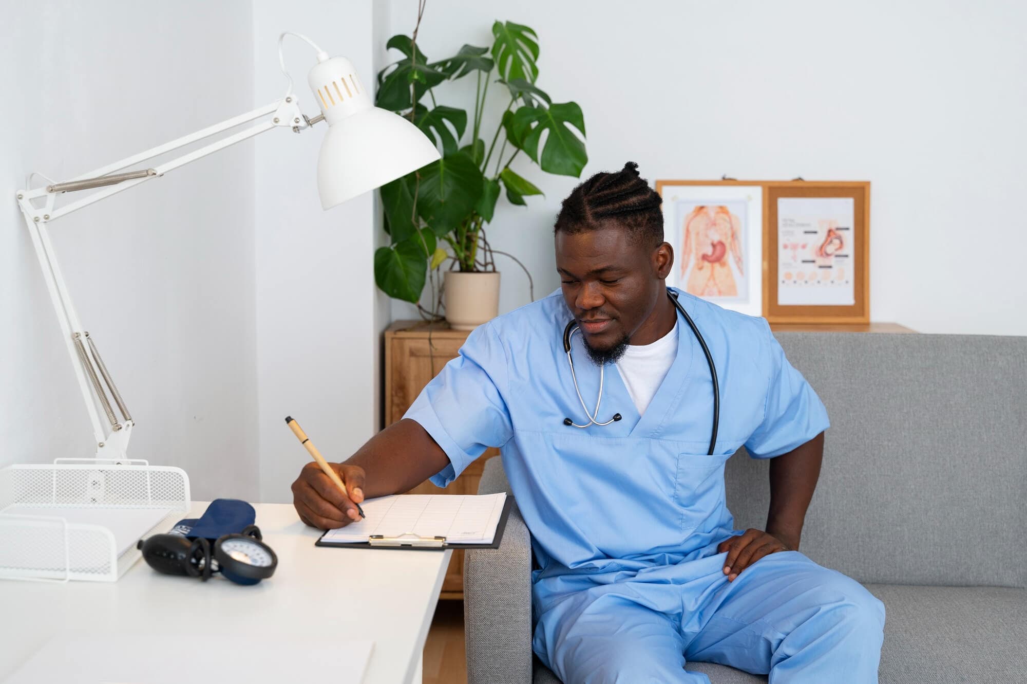 Nurse studying